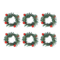 6-Pack Red Fruit Pine Needle Napkin Rings | Holiday Table Decor