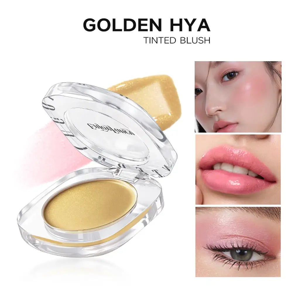 Golden Color Changing Blush, 3-in-1 Tinted Hydrating Blusher Cream For Cheeks Eyes And Lips Makeup,Lasting Moisturizing Rouge Oasis Select