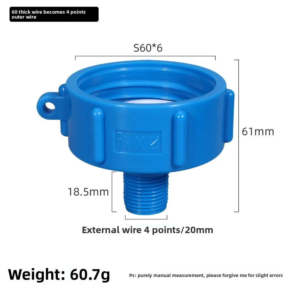 IBC Tank Adapter 60mm to 1/2'' 3/4'' 1'' 2'' Fine Thread Water Pipe Connector High Quality BSP Male Reducing Fittings 1Pcs Oasis Select blue 20mm