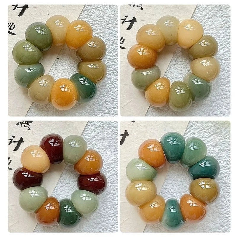 Zen Mala Prayer Bead Finger Ring Color Polished Curved Bead Buddhist Meditation Band, Spiritual Stress Relief Worry Bead Jewelry Oasis Select