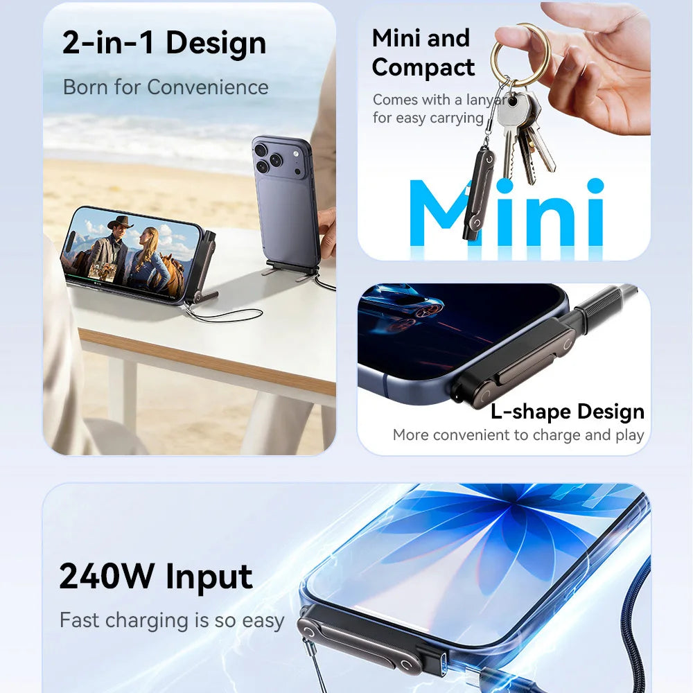 Lightweight 2 In 1 Type C To Type C OTG Adapters Folding Adapter 240W Fast Charging Converter Phone Charge Bracket For iPhone Oasis Select
