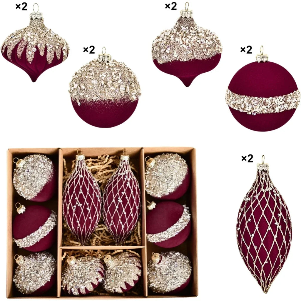 Christmas Party Christmas Decorations Flocking Ball Plastic Christmas Balls 8cm Easy To Hang Lightweight Design Oasis Select