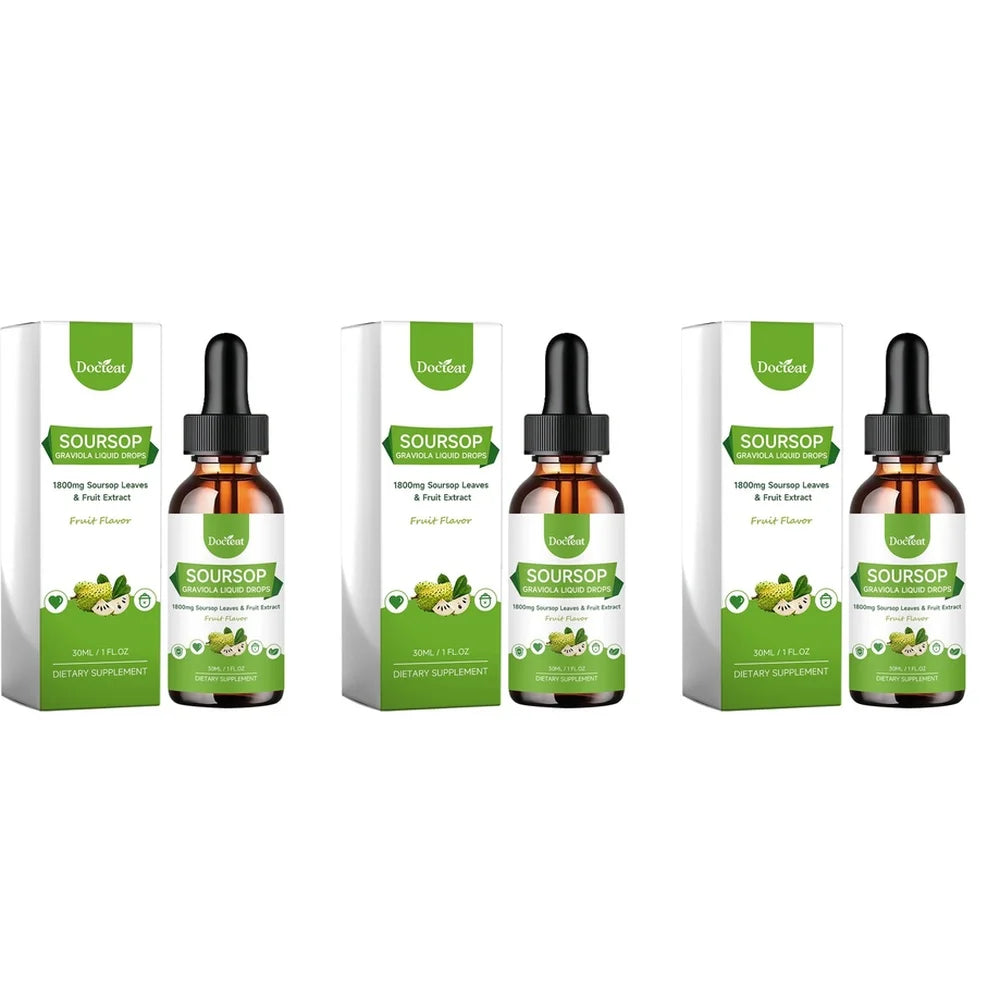 Soursop Graviola Liquid Drops 1800mg – Daily Herbal Supplement Herbal Liquid Drops Oasis Select 3 Bottles 90 ml
