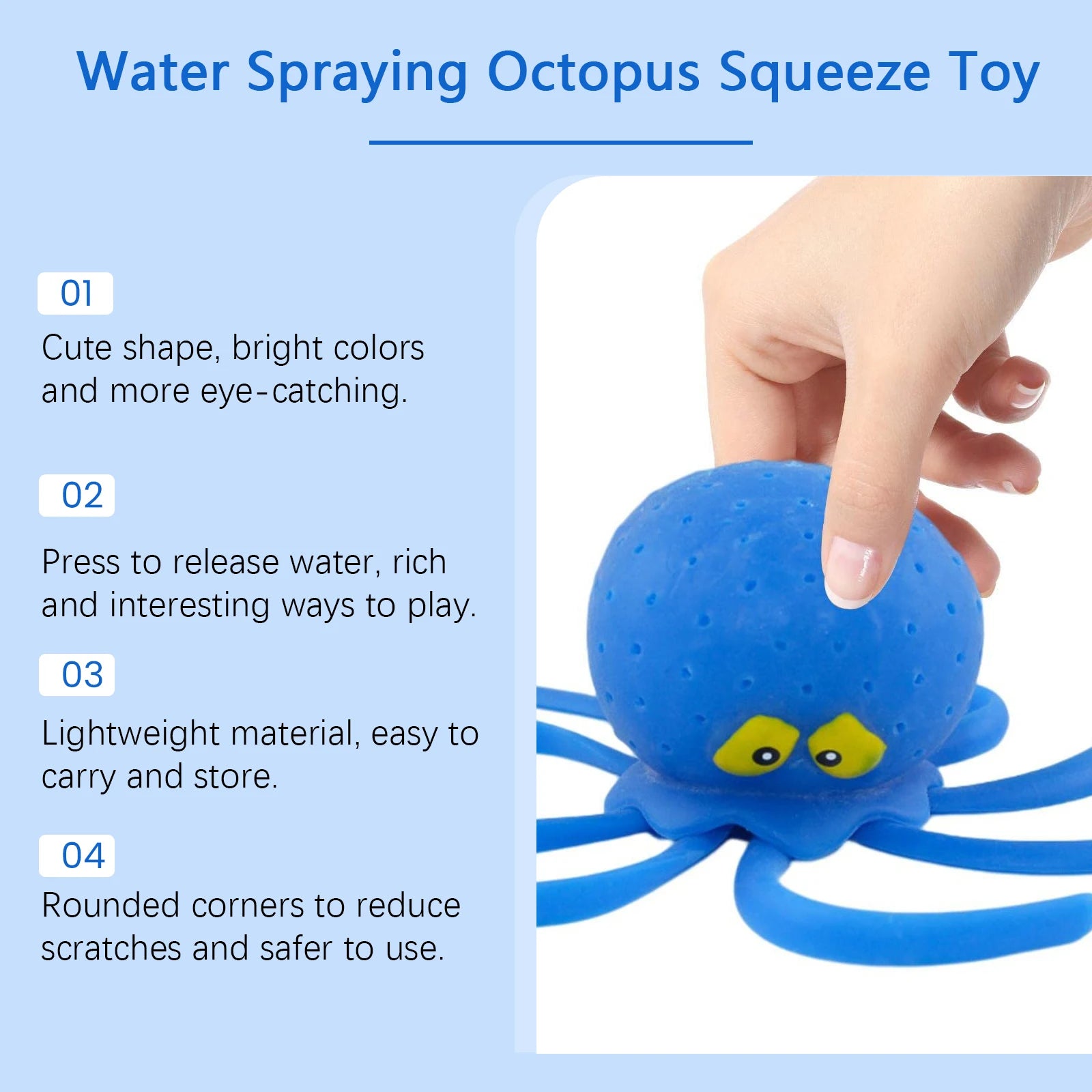Squirt Octopus Squeeze Toy Outdoor Water Fun Interactive Game Play Pool Bathtub Bath Portable Party Supplies Gift Oasis Select