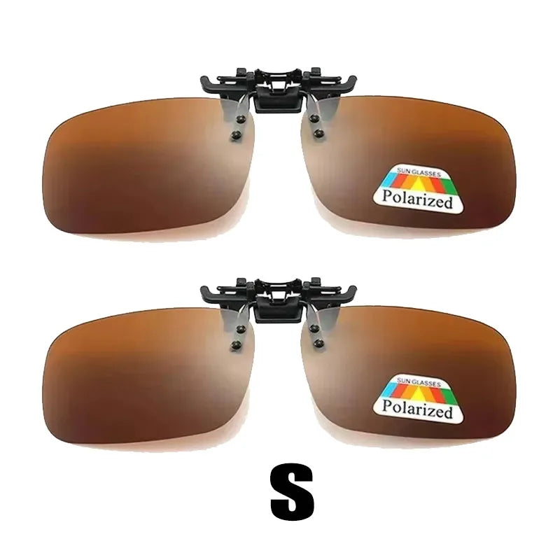 1/2/3PCS Polarized Sunglasses Clip For Driving Night Vision Glasses UV400 Outdoor Sunshade High Definition Sunglasses Clip Oasis Select Brown S x2Pcs