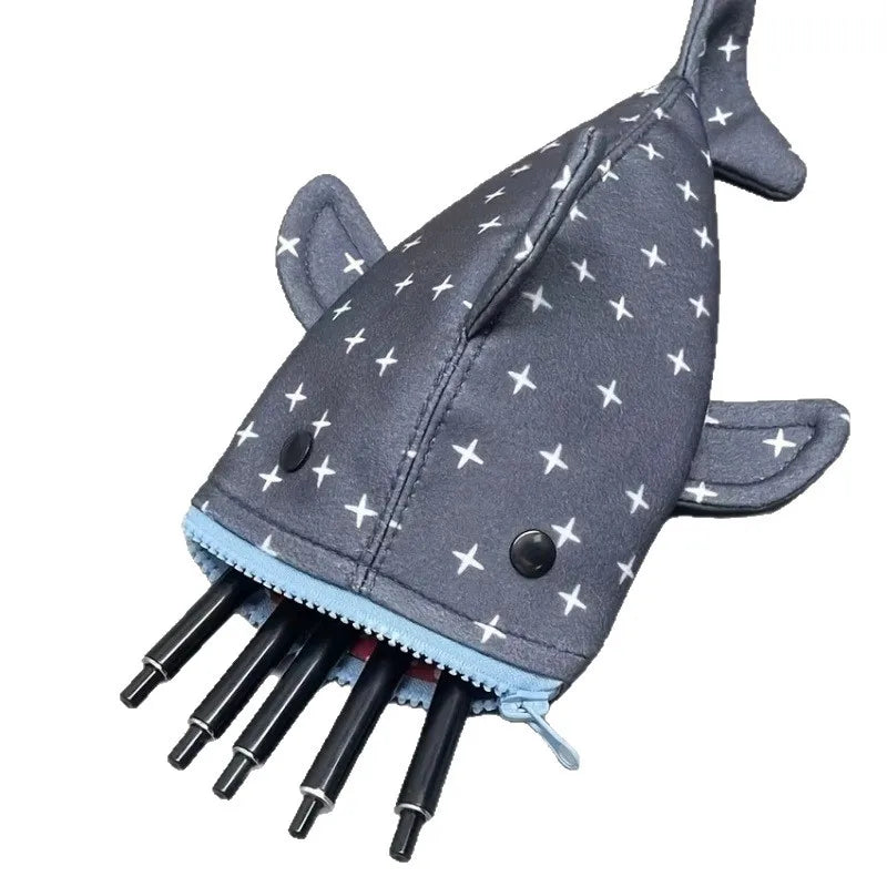 Cute and funny large capacity Shark Shape Capacity Imitation Fish Storage Pencil Case Creative Journal Student Supplies Statione Oasis Select