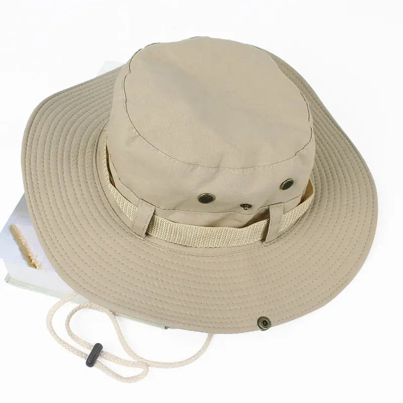 Wide Brim Fisherman Hat Sun Hat Camping Hat Breathable Men Women With Rope Anti Snout Outdoors Mountaineering Hiking Fishing Cap Oasis Select off-white