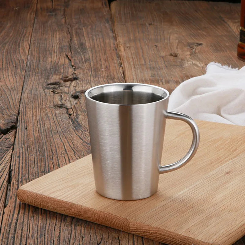 300ml Double-Wall 304 Stainless Steel Insulated Coffee Mug Insulated Steel Mug Oasis Select Silver 301-400ml