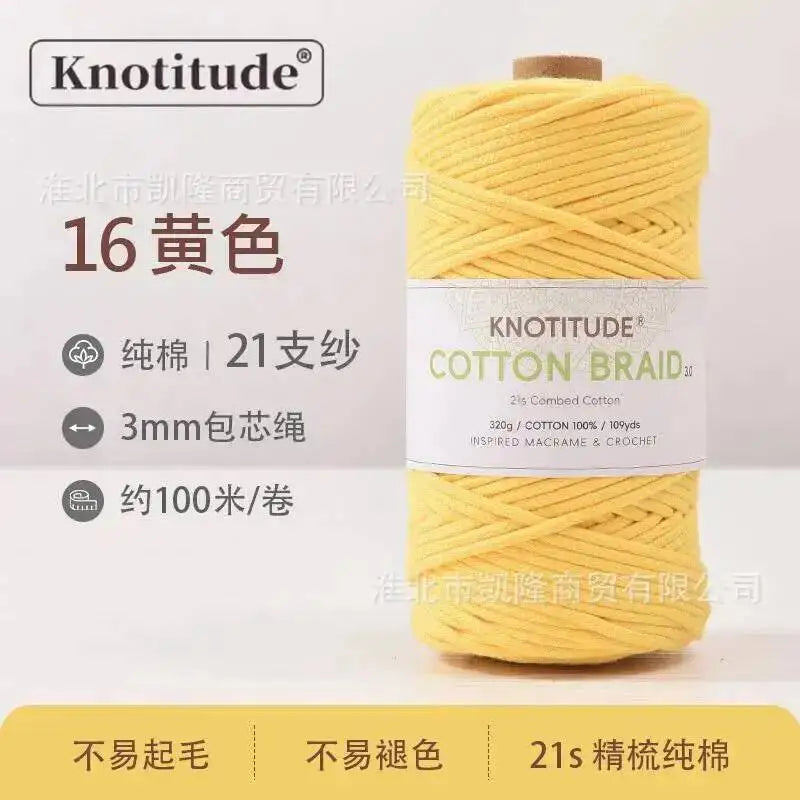 Macrame Braid Cotton Cord 109Yards Pure Rope Bracelet Knots DIY Craft