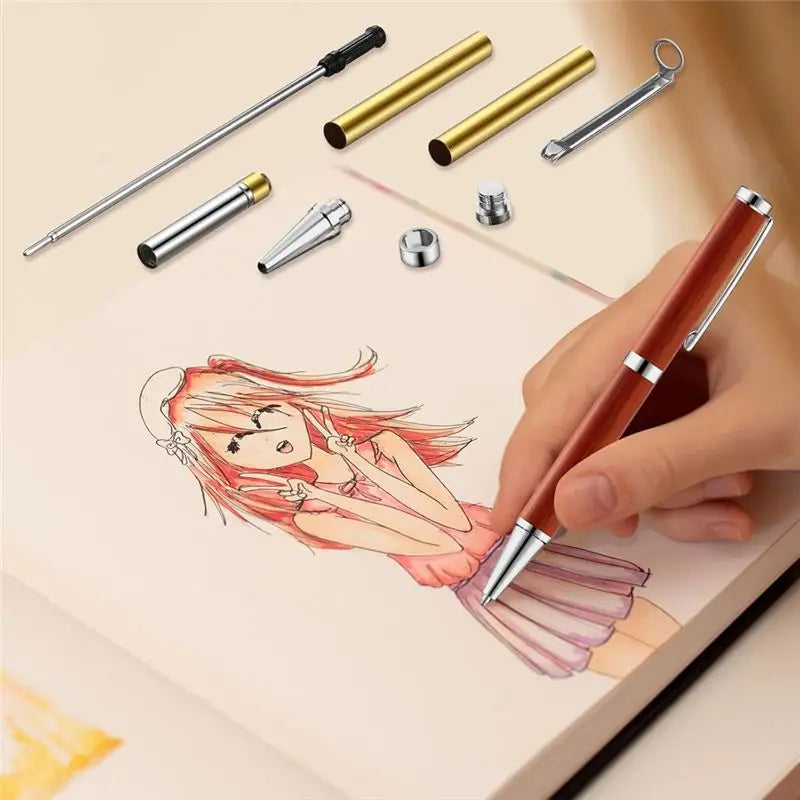 LIKE WISH 48Pcs Woodentwist Pen Kit 7Mm Slim Pen Kit Twist Pen Set With Replacement Lathe DIY Copper Pen Making Office Supplies Oasis Select