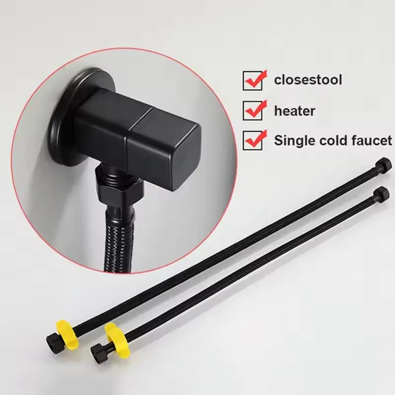 New G1/2" Black Nylon Water Inlet Hose Faucet Hose Water Heater Pipe Toilet Connection Kitchen Bathroom Hose All Black Tube Oasis Select