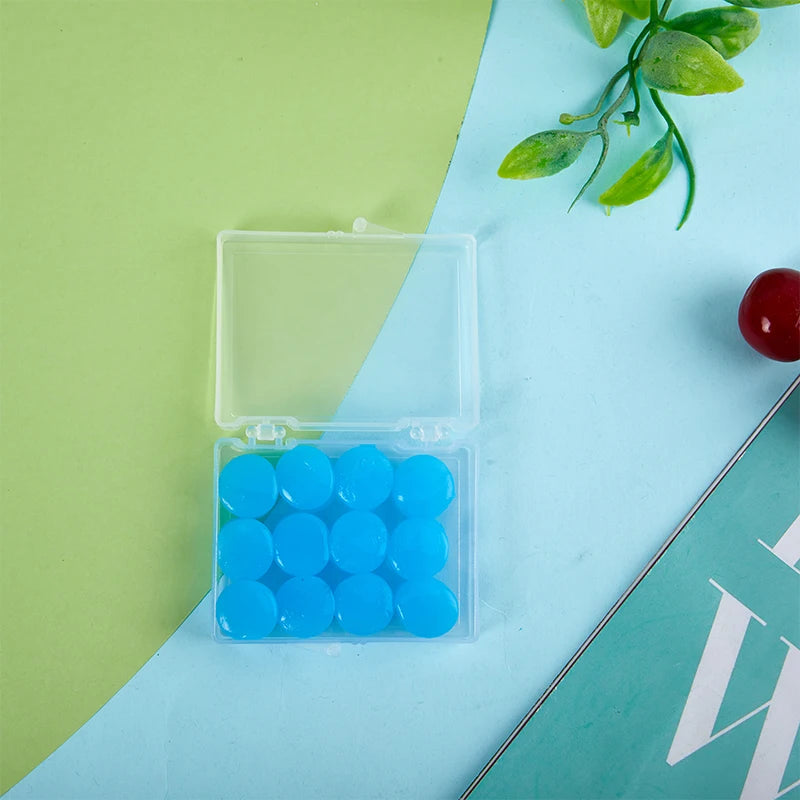 12PCS Silicone Ear Plug Reusable Silicone Wax Earplugs Swimming Moldable Earplugs Noise Reduction Cancelling Sleeping Protection Oasis Select Blue