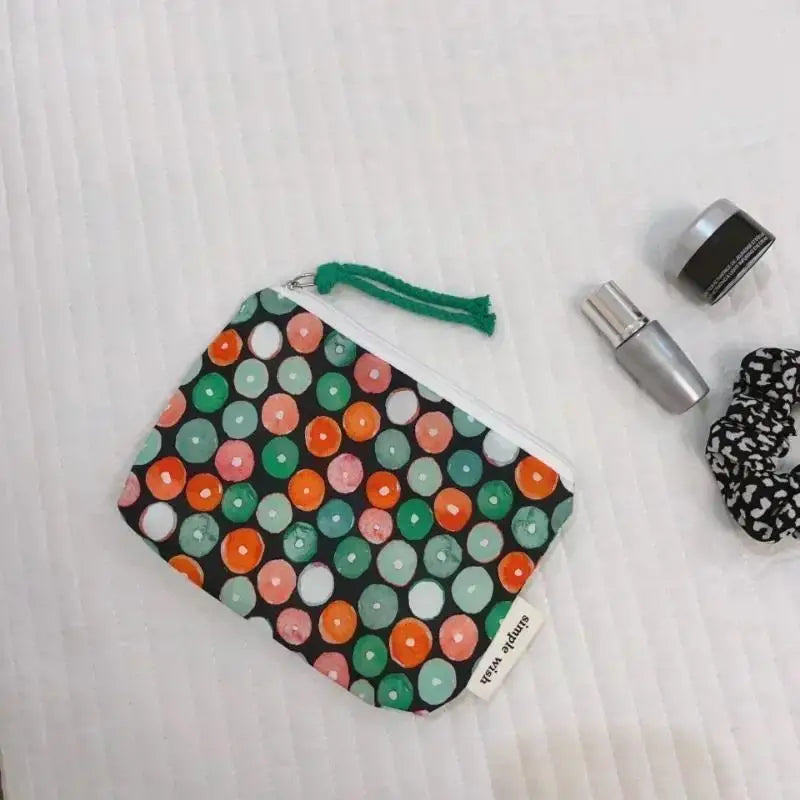 Floral Cotton Mini Cosmetic Pouch | Travel Makeup Organizer Cosmetic Pouch Oasis Select A8