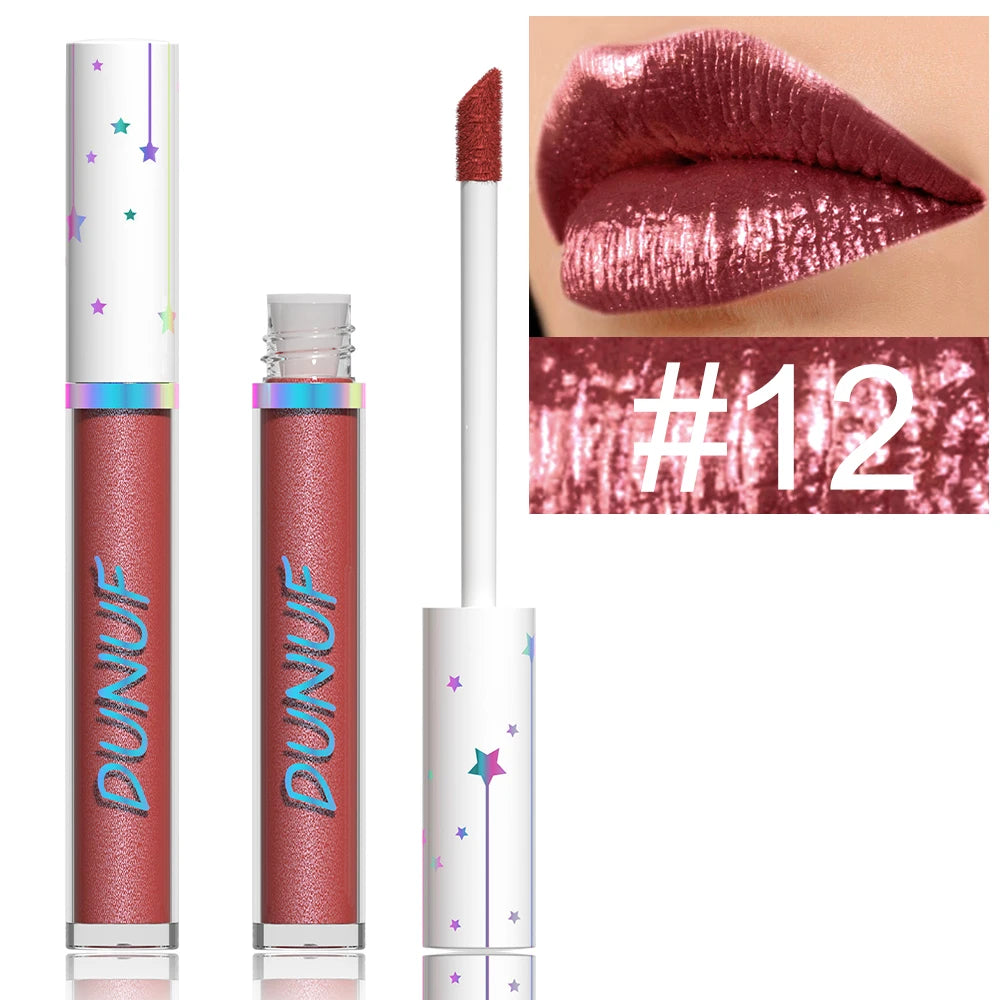 DUNUF 12 Lipstick Pearl Long-lasting Waterproof, non-bleach, non-stick cup lip gloss Oasis Select 12
