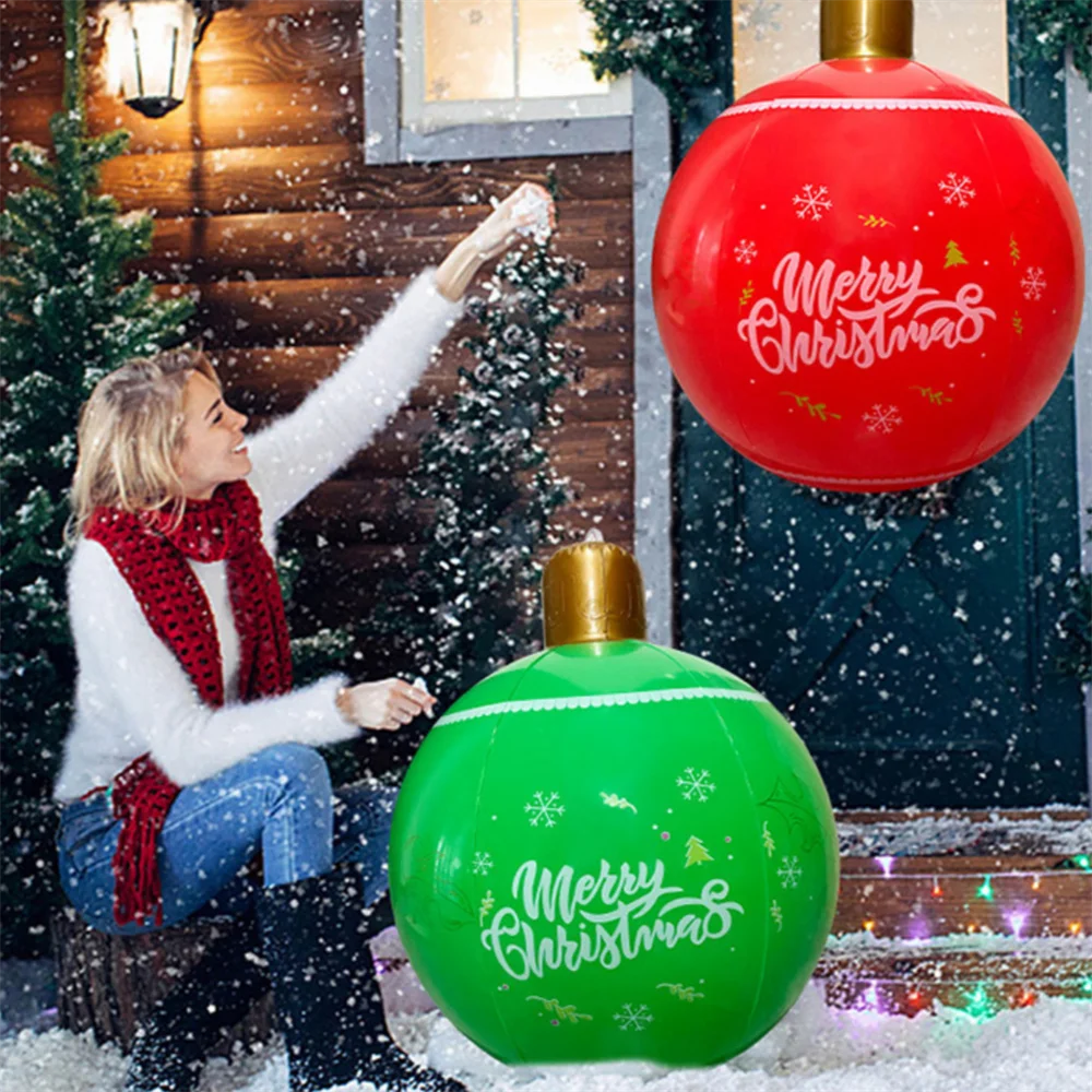 55CM Christmas Inflatable Ball PVC Giant Xmas Ball Christmas Tree Decorations Large Balls Toy New Year Party Courtyard Ornaments Oasis Select