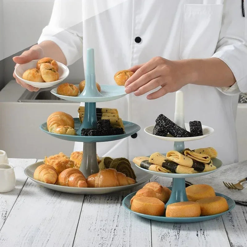 Creative 3-layer Fruit Plate Living Room Cake Rack Household Afternoon Tea Snack Plate Wedding Birthday Oasis Select
