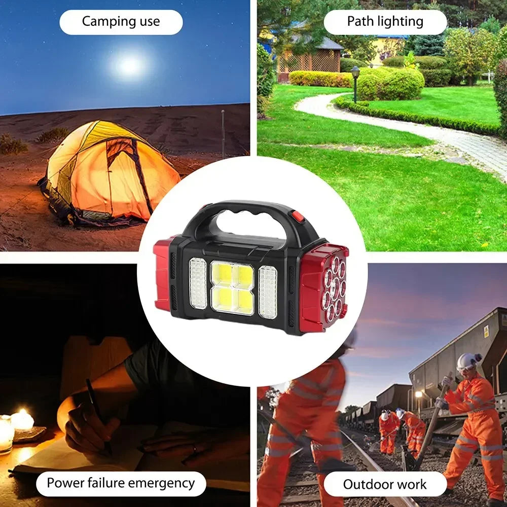 High Power Led Flashlights Camping Torch Work Light Solar Charge 4 Gear USB Rechargeable Light Waterproof Light for Outdoor Oasis Select