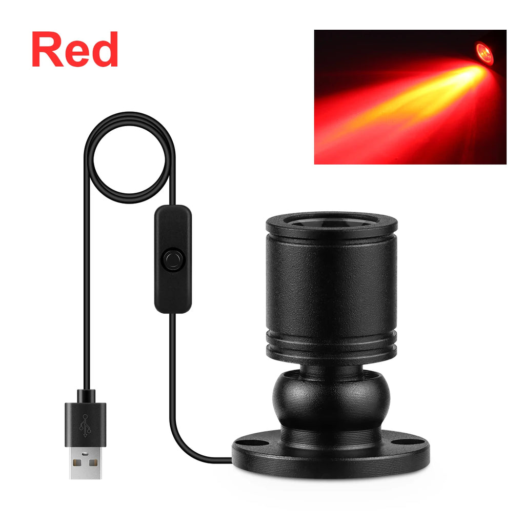 1W Led USB Spotlight With Swtich On/Off,5V USB Charging Port,Atmosphere Decor Lighting for Collectibles Anime Character Models Oasis Select Black Shell Red