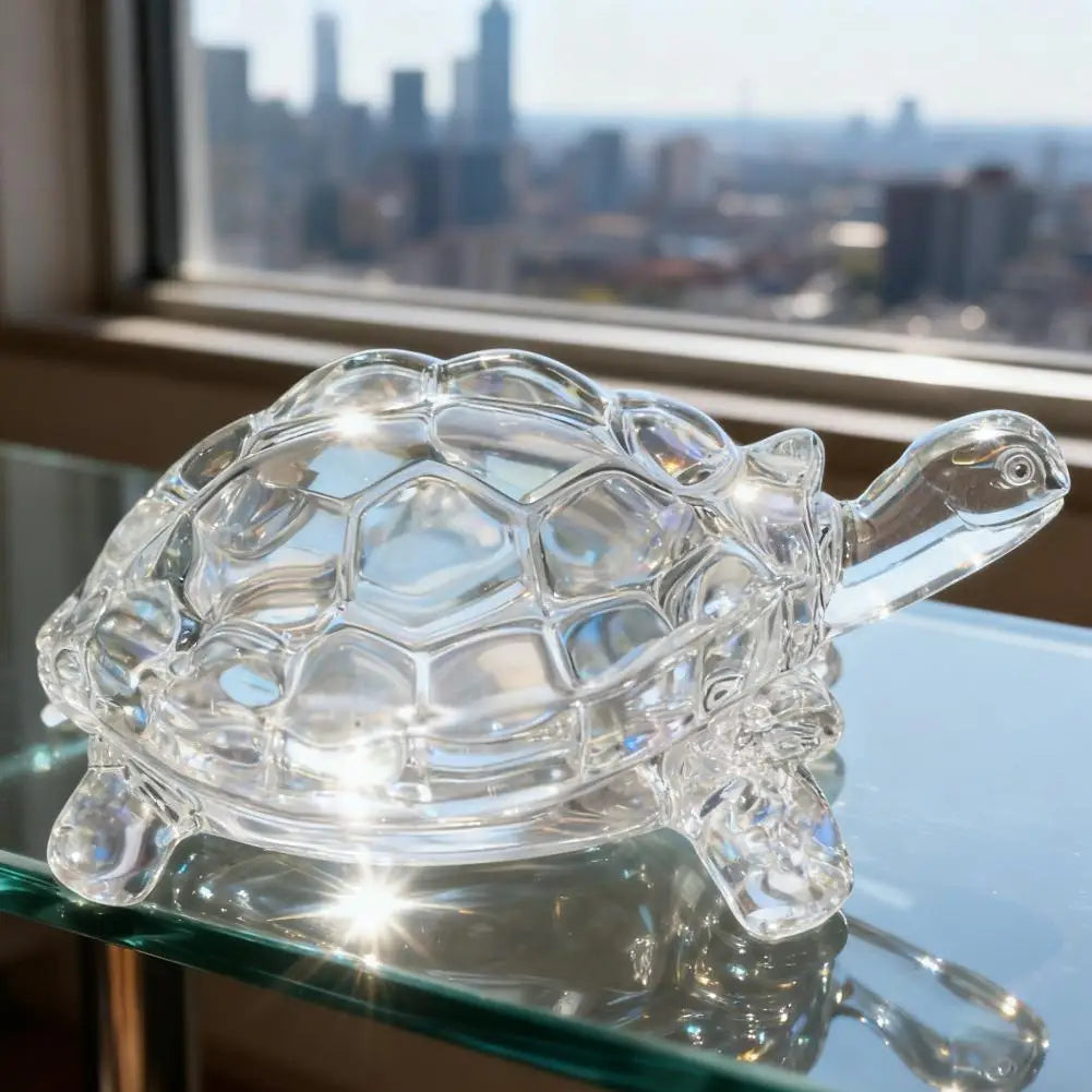 Clear Glass Turtle Figurine | Lucky Decorative Ornament