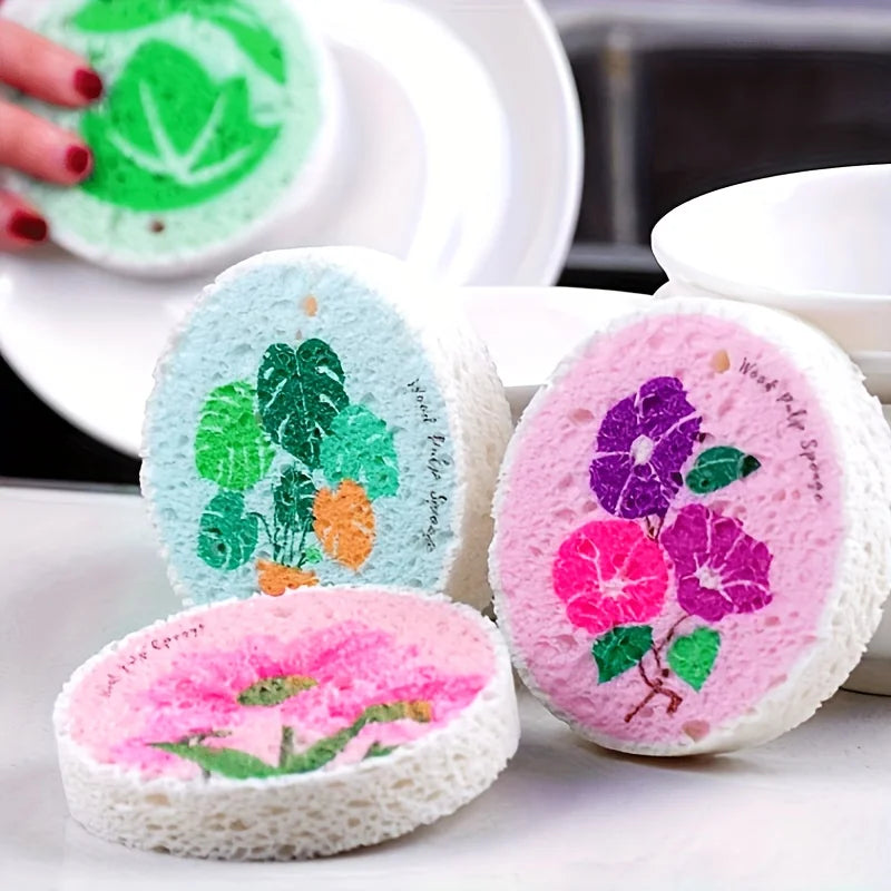 10pcs Round Dishwashing Sponges, Kitchen Cleaning Brushes, Double-sided Oil-resistant and Stain-removing Cloths Oasis Select
