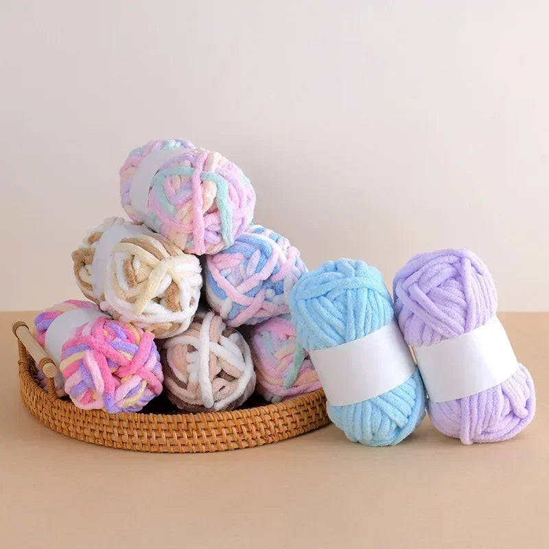 DIY Handmade Chenille Wool Yarn Balls Soft Fluffy Knitting Materials Set with Needles for Scarf Hat Sweater Craft Project Oasis Select