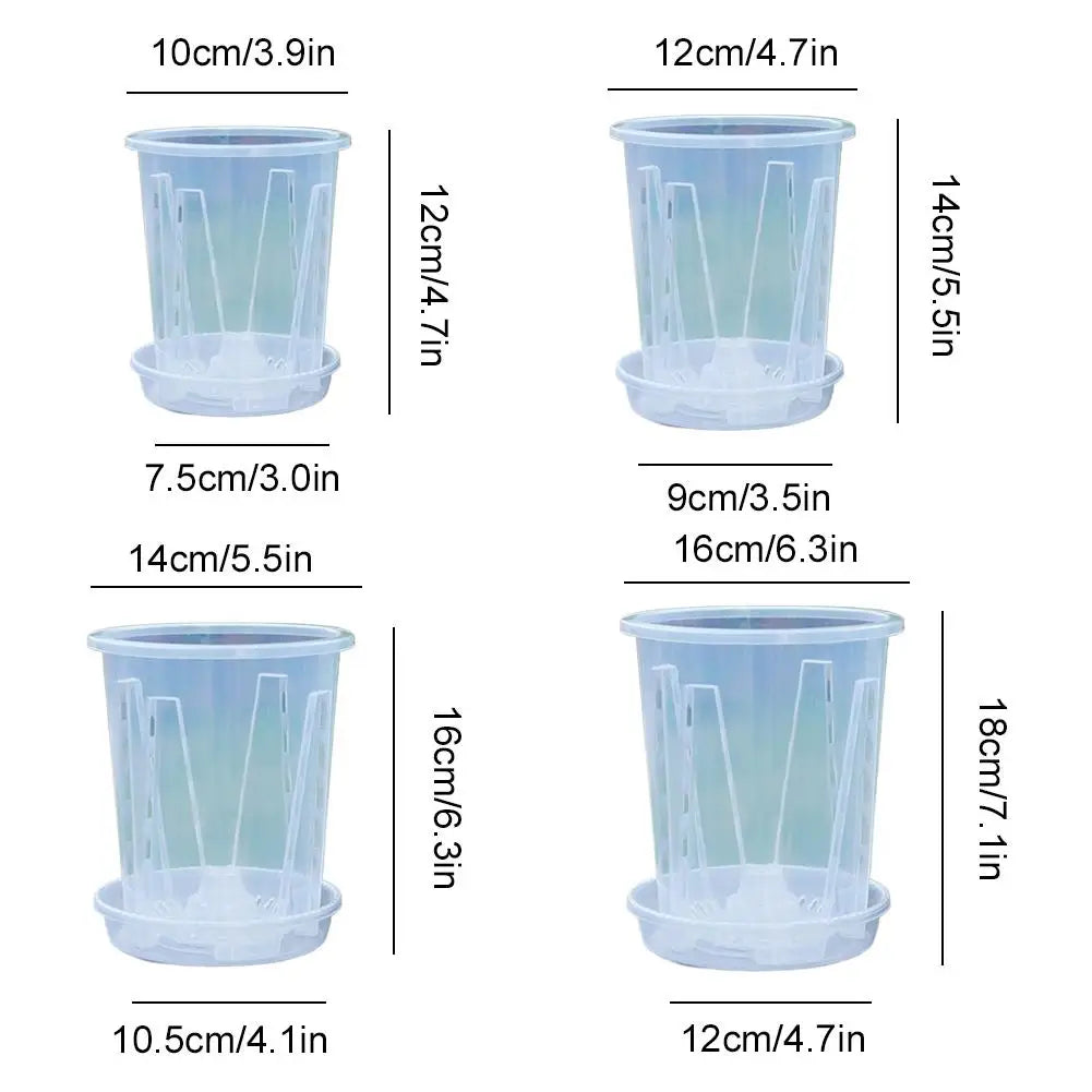 Clear Orchid Planter Pot – PP Plastic, Air Holes & Drainage