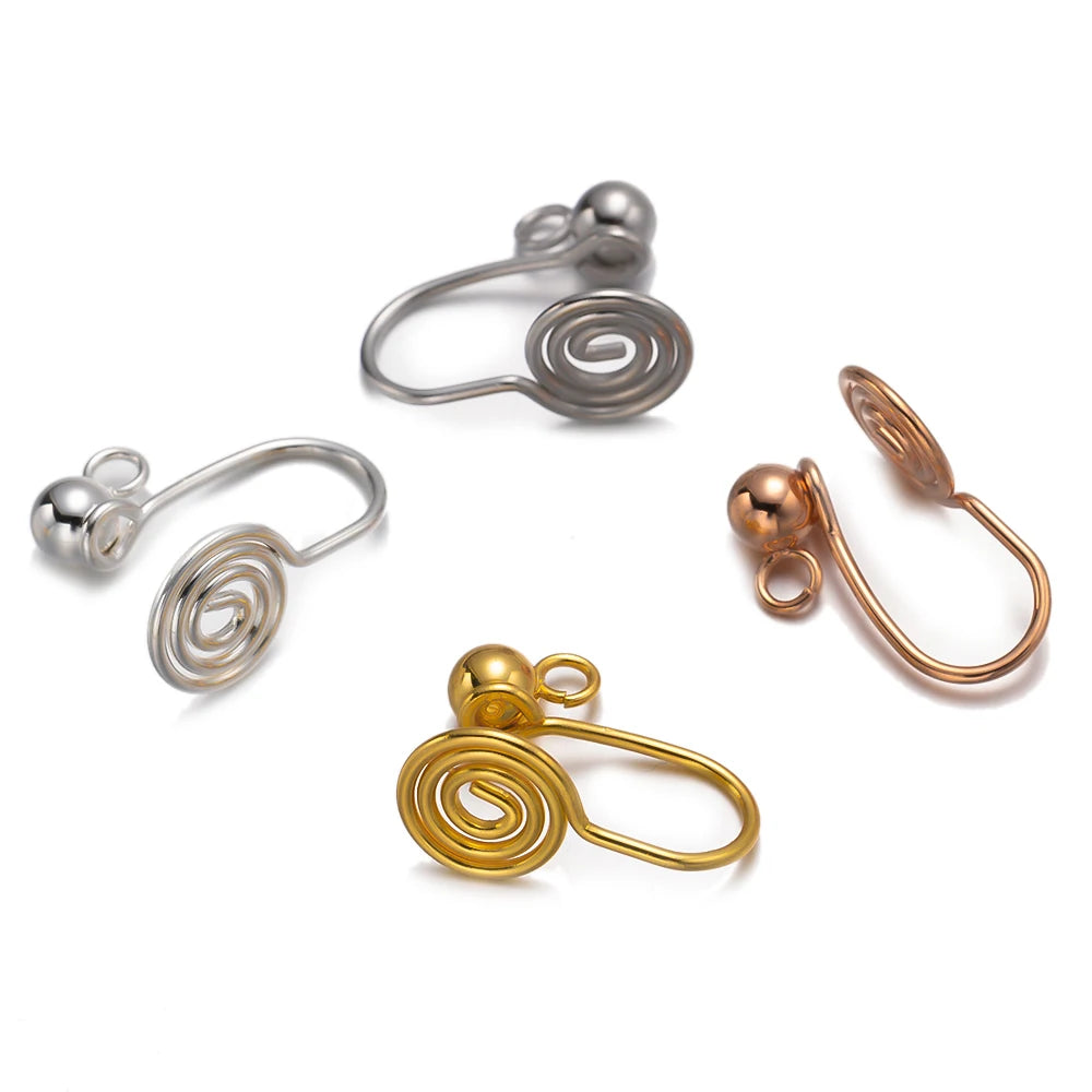 10/50pcs Stainless Steel Ear Clips Spiral Non Pierced Earrings Base for DIY Jewelry Making Supplies Components Findings Crafts Oasis Select