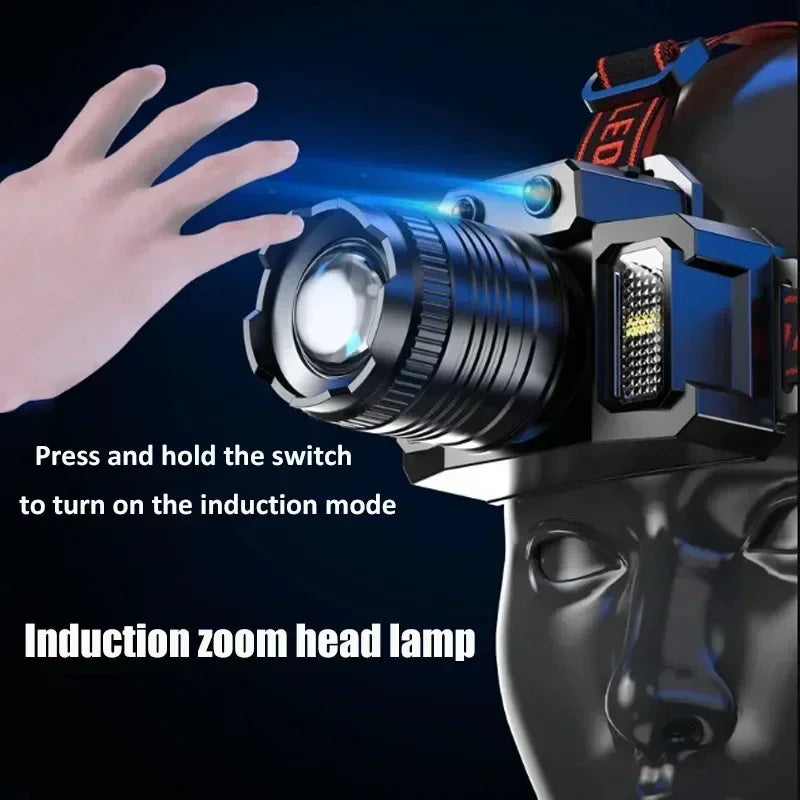 Powerful LED Headlamp USB Rechargeable Telescopic Zoomable Headlight Outdoor Waterproof Work Head Lamp High Lumen Head Torch Oasis Select