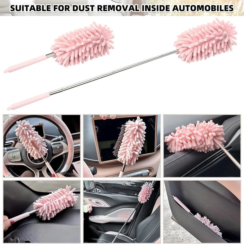 4-Pack Chenille Microfiber Duster Refills with Expandable Handle, Reusable & Washable, Soft Bendable Dry Dusters for Home & Car Oasis Select