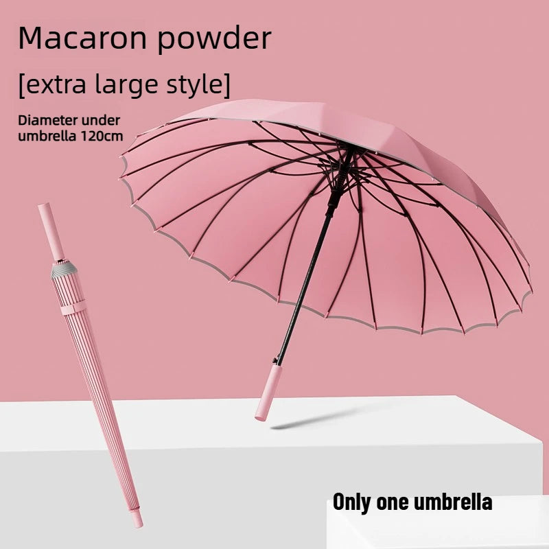 1pcs Long Handled Umbrellas for Two or Three People Extra Large Reinforced Thick Sturdy Wind Resistant and Maillard Resistant Oasis Select Pink 24 bone xl full-fiber 24K