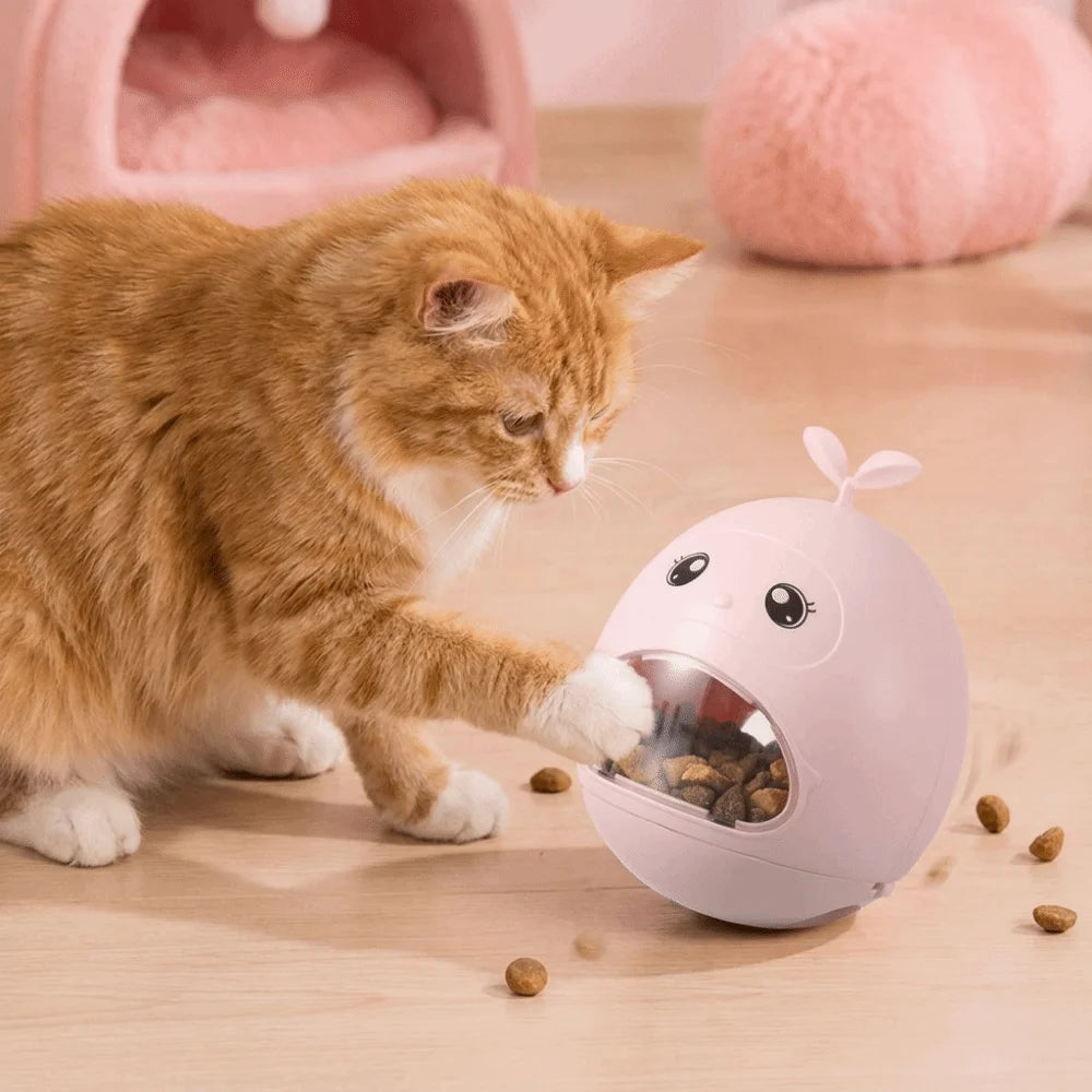 Cartoon Cat Treat Dispensing Toy – Interactive Puzzle Feeder