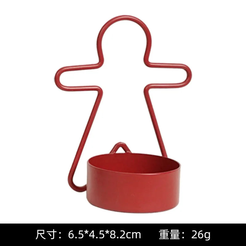 Simple Gingerbread Man Candlestick Decoration Ins Style Christmas-themed Mini Candlestick with Festive Atmosphere Oasis Select Candlestick 84 Red