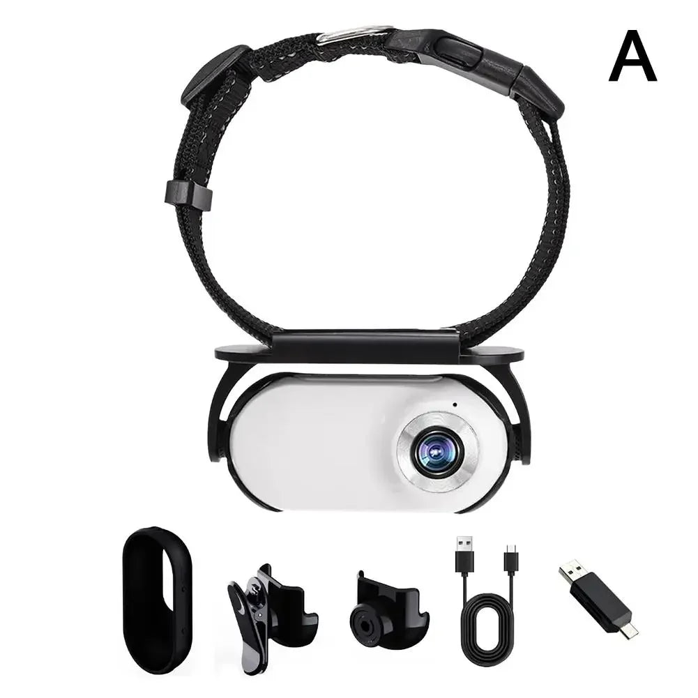 Cat Collar Camera 1080P HD Wide-Angle Mini Action Cam for Pets