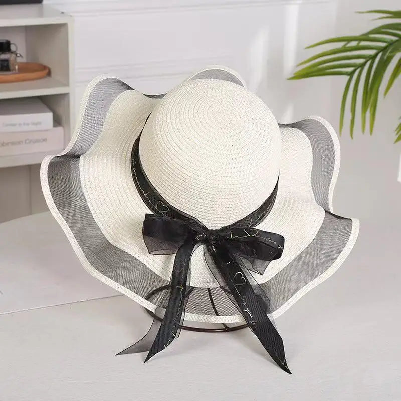 Summer Sun Hat Women Wide Brim UV Protection Fashion Sunshade Breathable Floppy Hat for Outdoor Travel Beach Oasis Select one size White