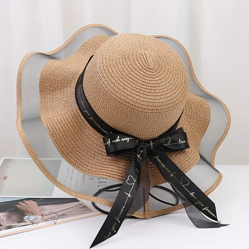 Elegant Wide Brim Sun Hat with Bowknot - UV Protection, Breathable Straw Beach Cap for Women, Perfect for Outdoor Leisure Oasis Select Khaki