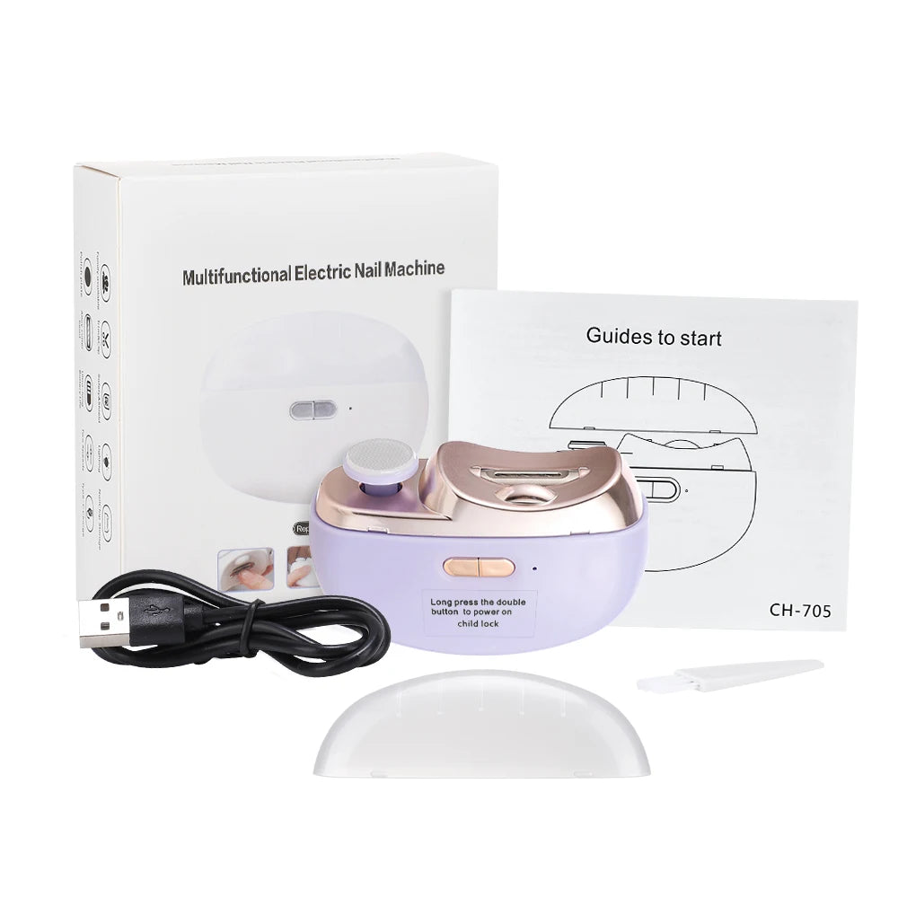 2-in-1 Electric Nail Clipper & Grinder with LED | Baby & Adult Electric Nail Clipper Oasis Select Type B-Purple