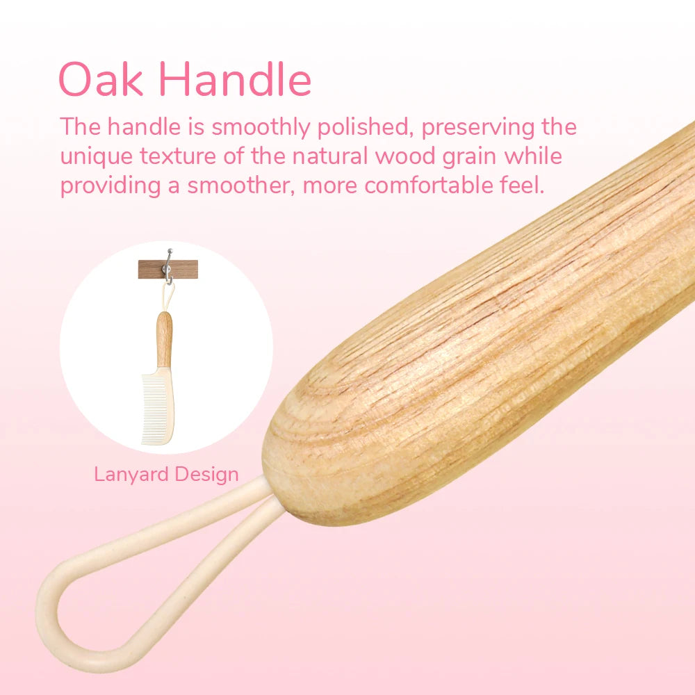 Wide-Tooth Detangling Comb with Oak Handle | All Hair Types Hair Detangling Comb Oasis Select