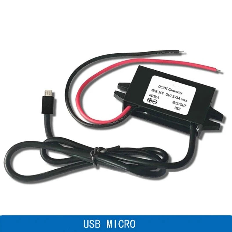12V24V to 5V 3A Micro Mini USB Step Down Voltage Power Supply Output Adapter DC-DC Car Power Converter with Reverse Protection Oasis Select Micro USB 12V24V 5V 3A