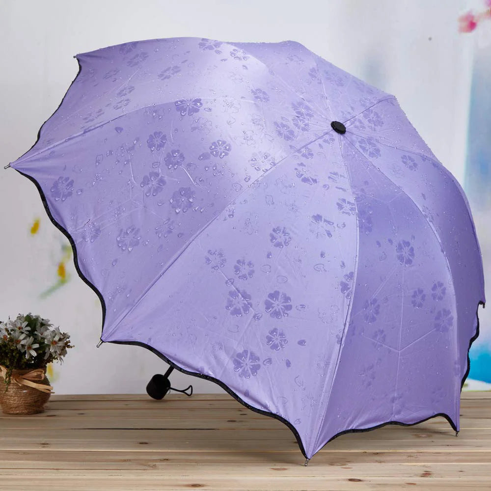 Magic Folding Umbrella with Rainwater Pattern Windproof and Sunshade Umbrella Outdoor Sports UV Protection Umbrella Oasis Select