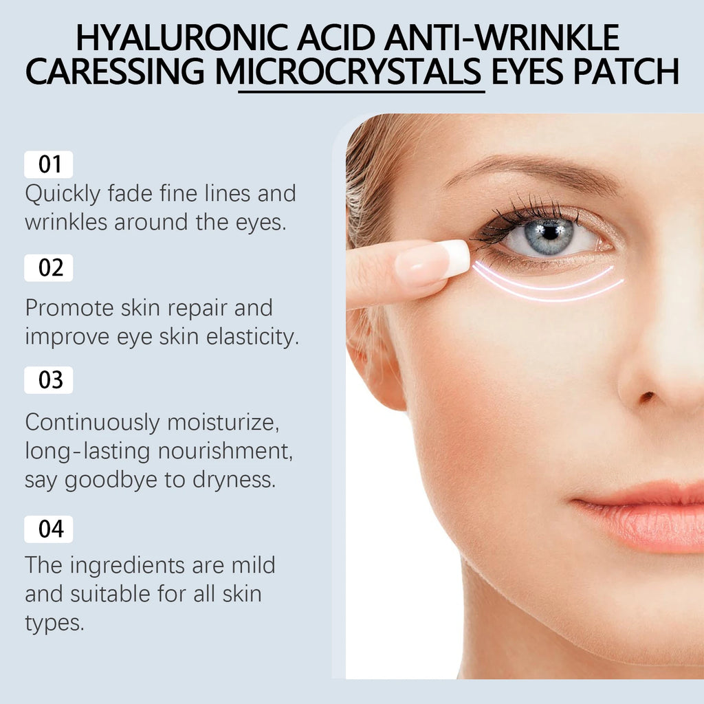 Micro-needle Eye Patch Hyaluronic Acid Anti-Wrinkle Fade Eye Fine Lines Moisturizing 0.25mm Caressing Microcrystals Eyes Patch Oasis Select