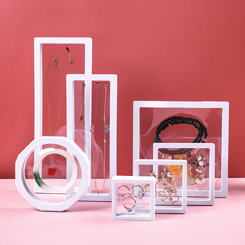 10pcs,Transparent floating frame display rack, floating storage box, jewelry display box, necklace, watch, bracelet dust box Oasis Select