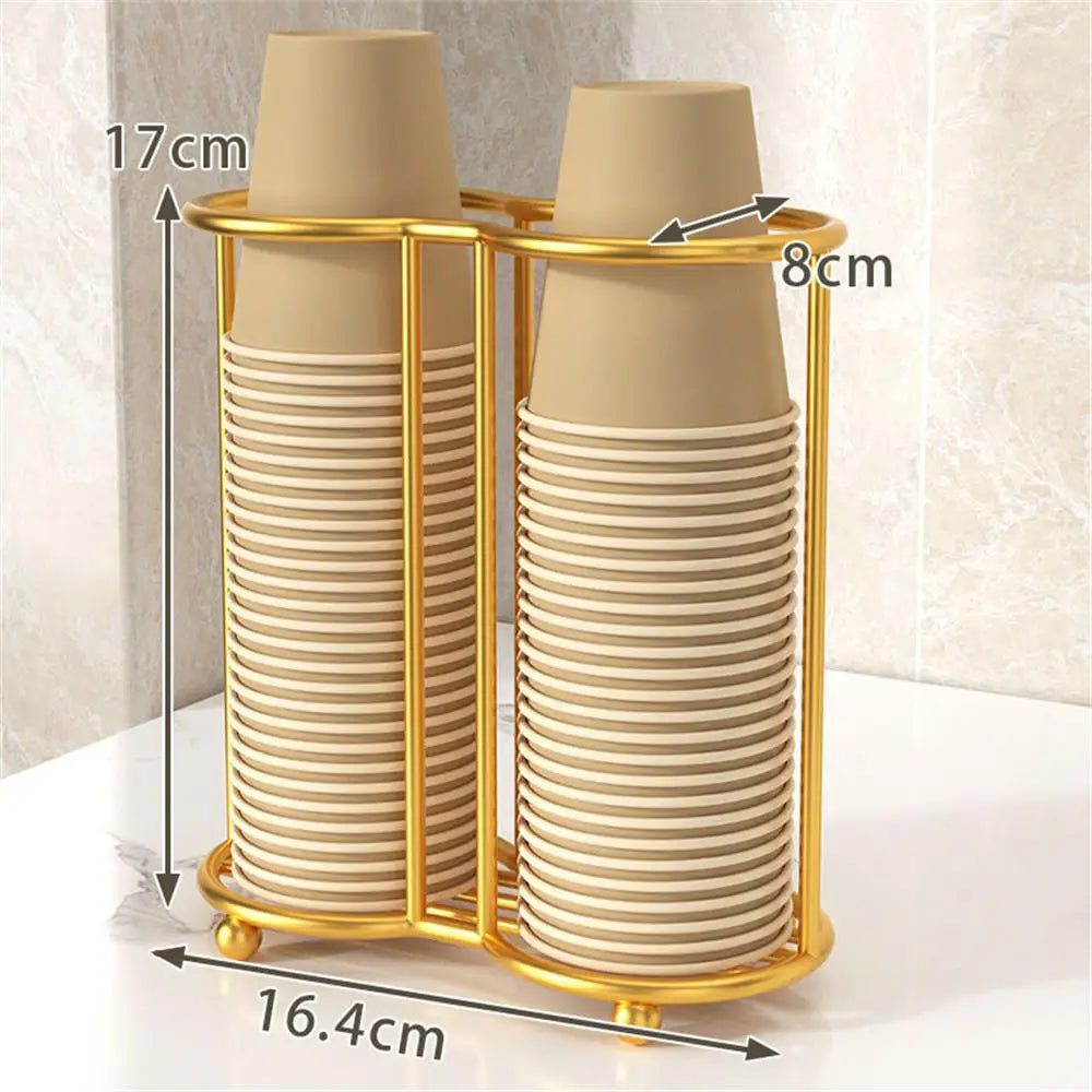 Disposable Cup Storage Holder Rack Shelf Water Tea Cups Wood Dispenser with Longer Stick Mug Display Stand Organizer Supplies Oasis Select Gold-Style B 1