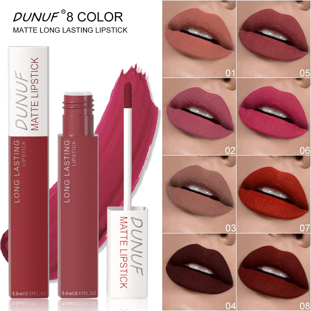 Long-Lasting Lip Gloss 1pcs: Matte Lipstick Non-Stick Cup Waterproof Nude Deep Red Mauve Christmas And Valentine's Day Gifts Oasis Select