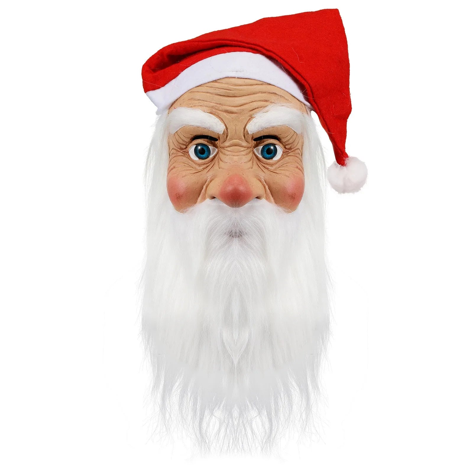 Santa Claus Full Face Latex Mask with Beard & Wig | Xmas Costume Holiday Costume Mask Oasis Select A