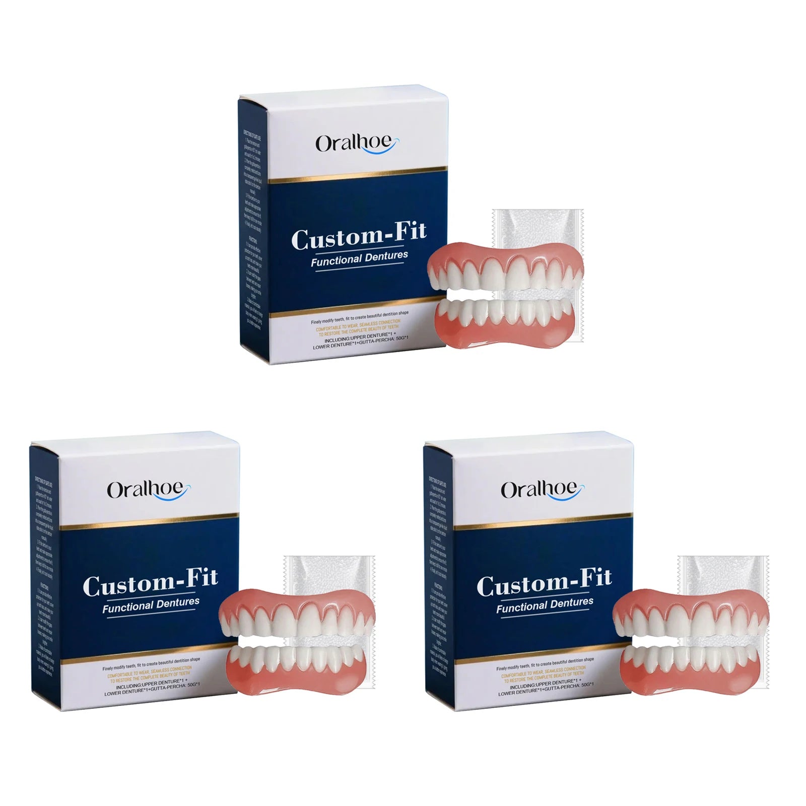 Oralhoe Soft Silicone Denture Reline Kit – Upper & Lower Set Denture Reline Kit Oasis Select 3sets boxed