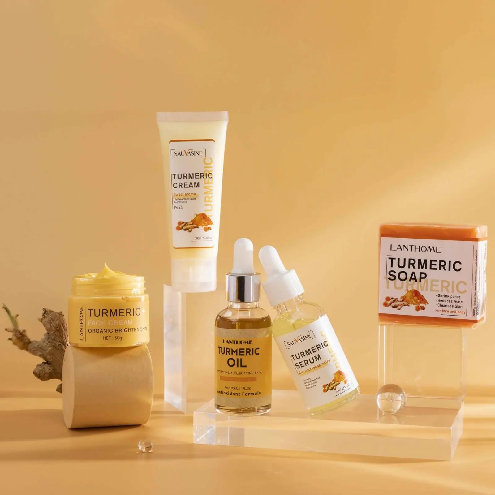 5-Piece Turmeric Skincare Set – Serum, Cream, Soap & Oil Skincare Gift Set Oasis Select