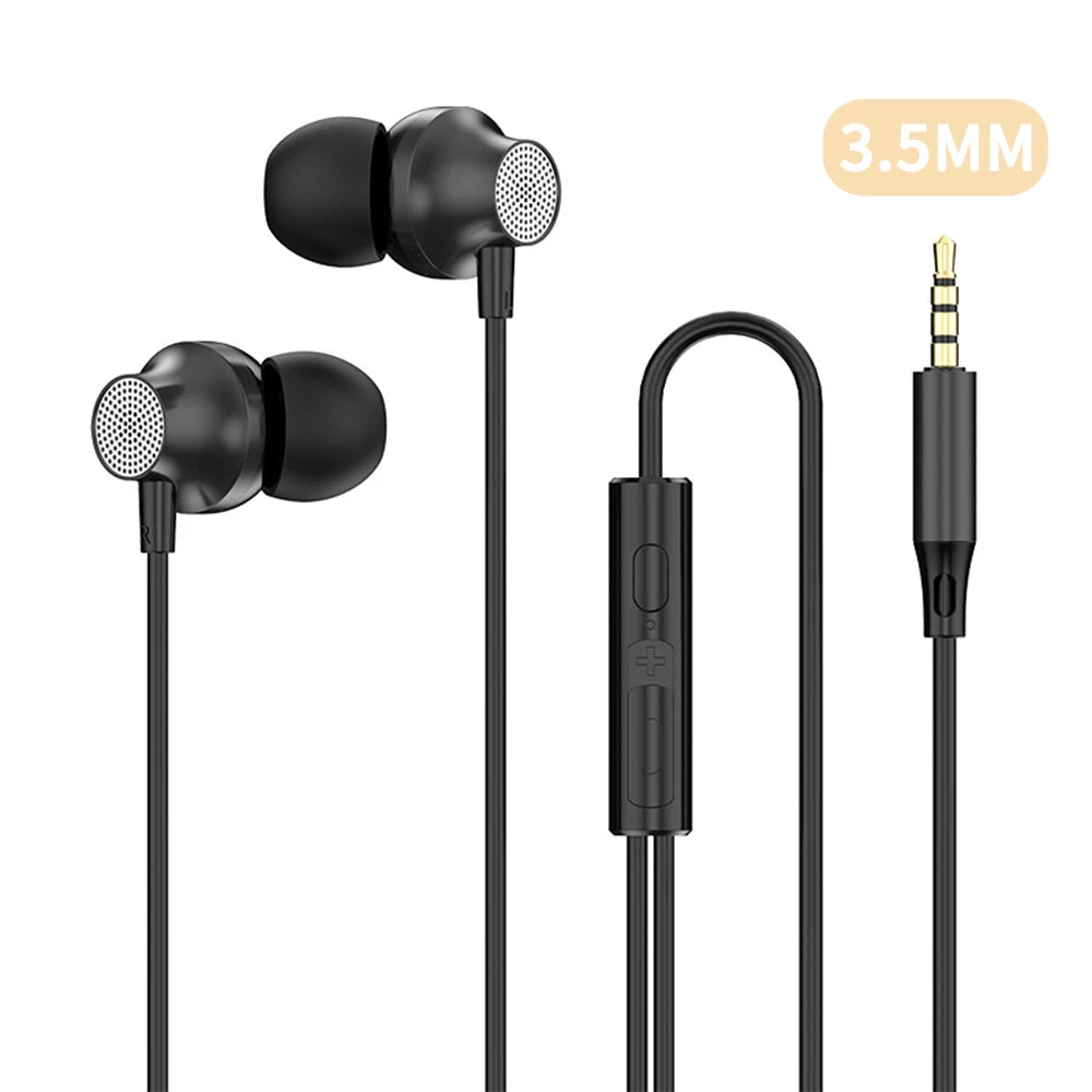Digital Chip Wired Earphone 3.5mm AUX/Type C 9D HiFi Surround Heavy Bass In-Ear Headsets For Samsung Huawei Xiaomi OPPO iPad PC Oasis Select 3.5MM AUX Black