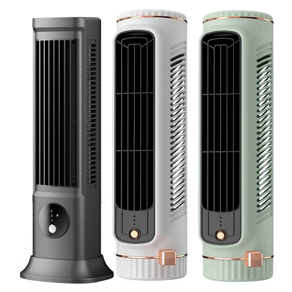 Desk Tower Fan USB Rechargeable 3 Speeds Quiet Air Cooler Summer Ventilation Fan Desktop Cooling Fan for Outdoor Camping Hiking Oasis Select