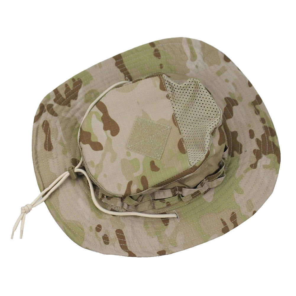 Camouflage Enthusiasts Square Pocket Camo Bonnie Cap US Bucket Benny Hats Fishing Outdoor Hiking Tactical Sun Caps Oasis Select Light CP