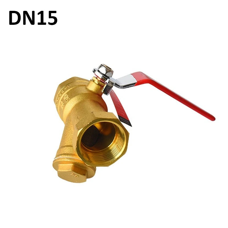 Brass Filter Valve Y-shaped with Handle 1/2 "3/4" 1 "pressure Resistant Wear-resistant Direct Networking Filter Thread Filter Oasis Select DN15 Ball valve
